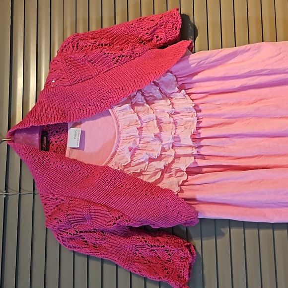 6-7yrs pink dress + breezy knit Bolero Cardigan summer girls clothing bundle - Picture 6 of 14